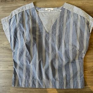 Madewell Crinkle Cotton Boxy Top in Mixed Stripe Size Small